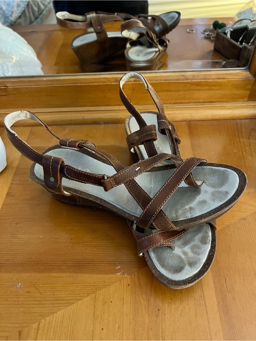 Merrell Brown Leather Strappy Sandals Sz 9